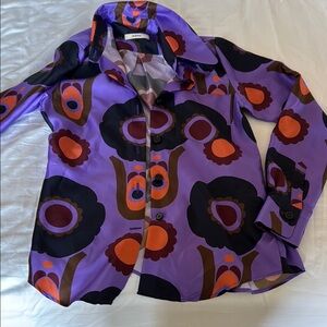 Vibrant Purple Patterned Button-Up Shirt